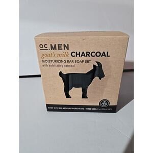 OC.MEN GOAT'S MILK & Charcoal Moisturizing bar soap for men, 3 bars
